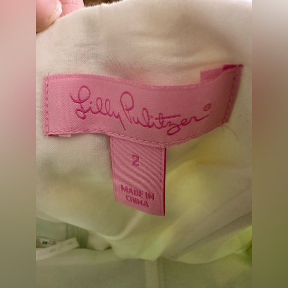 Lilly Pulitzer Bowen Patchwork Gator Green Yellow Blue Strapless Dress Sz 2 EUC - Picture 4 of 7